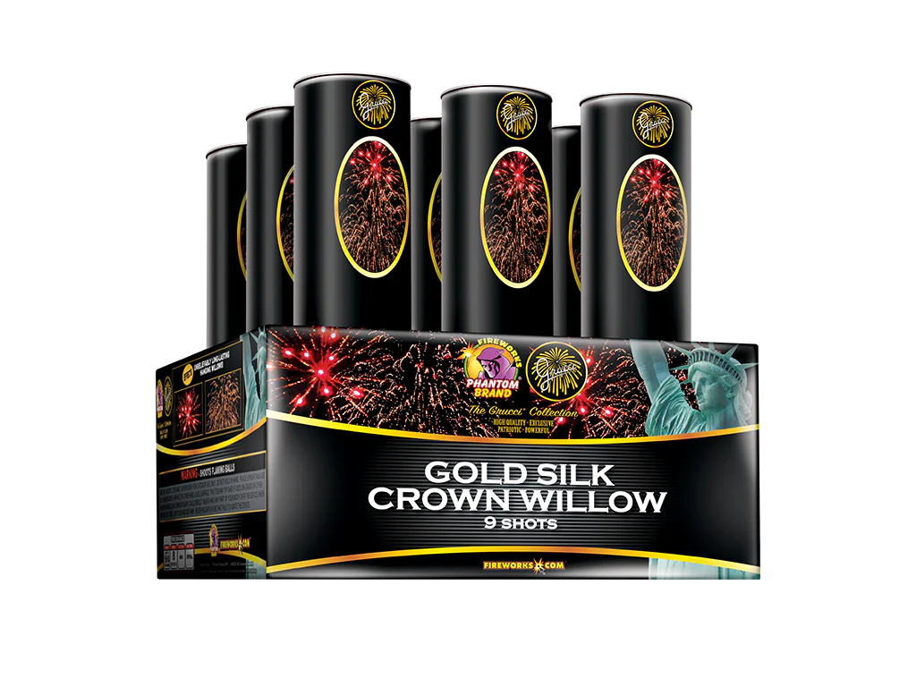 G-491 - Grucci Gold Silk Crown Willow, 9 shot